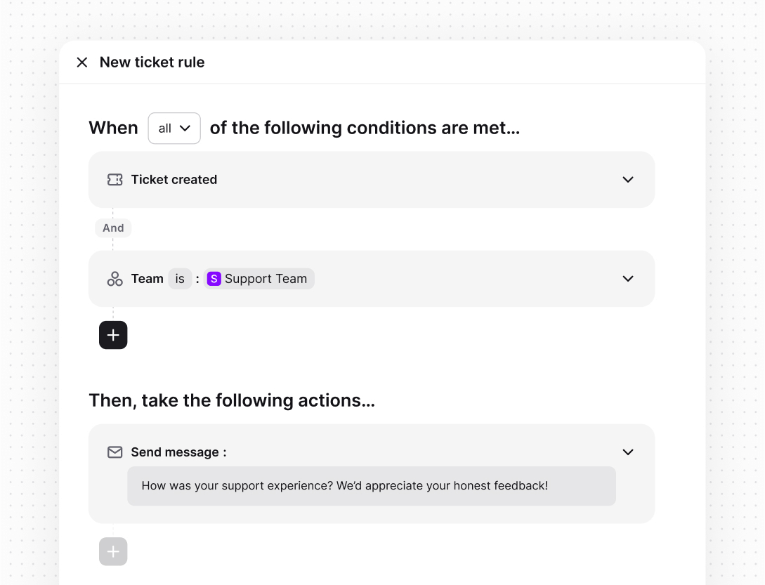 Automate responses in Text App for email support