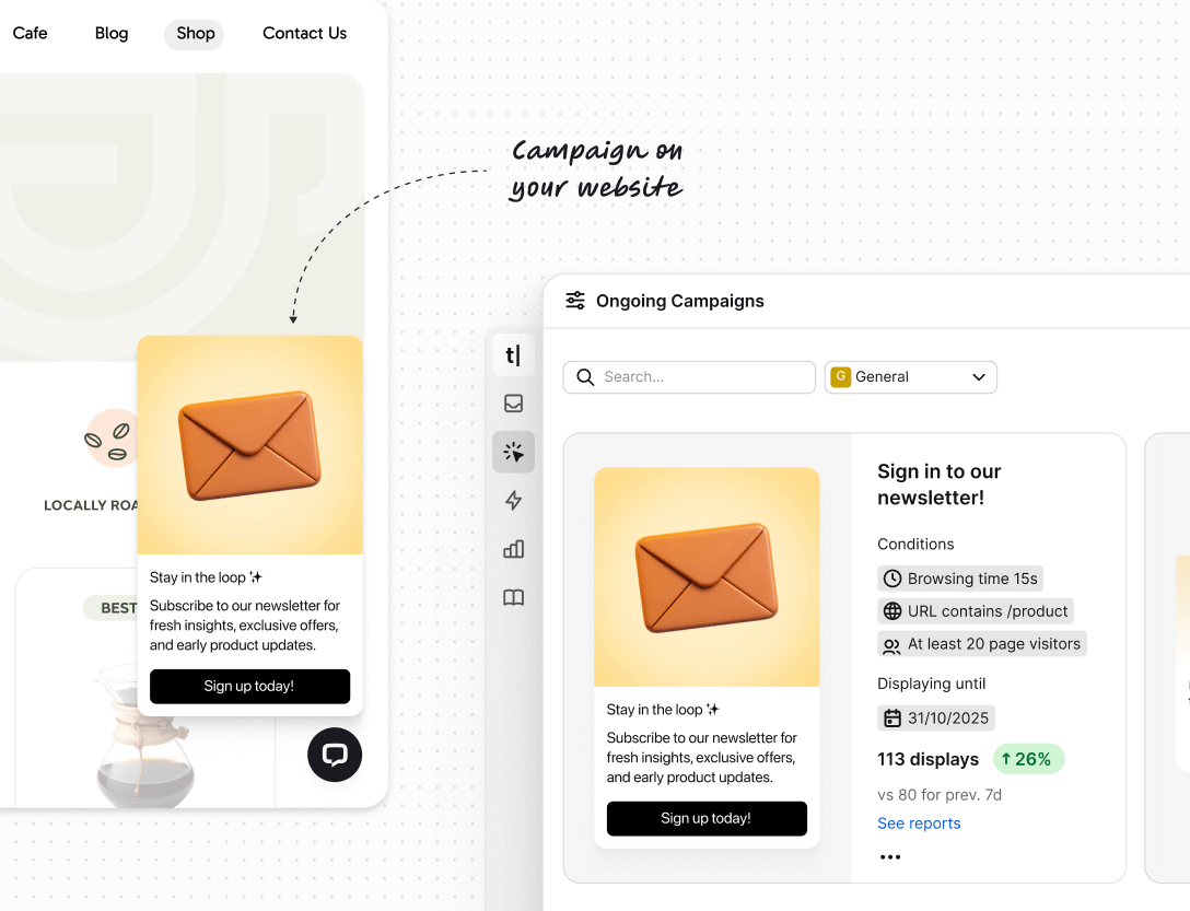Engage with campaigns in Text App for email support